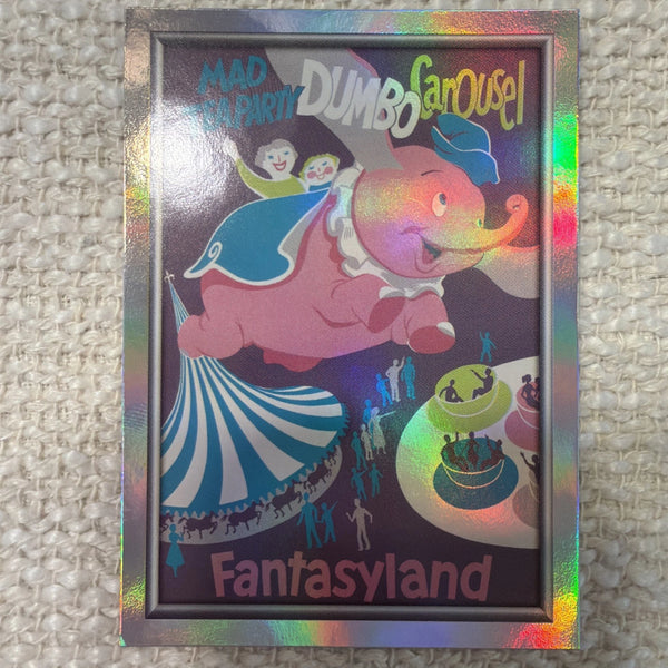 Topps 2025 Disneyland 70th Mad Tea Party Dumbo Carousel P-2 Foil Poster Card
