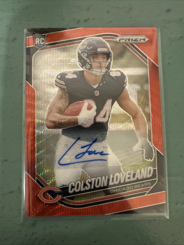 2025-2026 Panini Prizm Colston Loveland Red Wave / 149 Rookie RC SP auto Bears