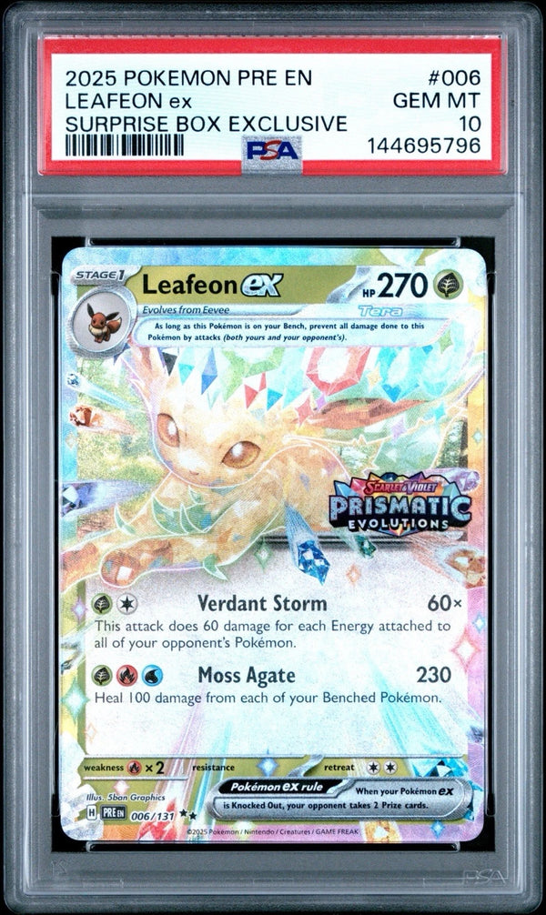 2025 POKEMON PRE EN-PRISMATIC EVOLUTIONS #006 LEAFEON EX PSA 10