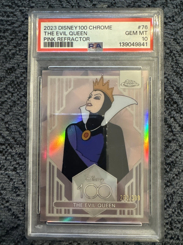 2023 Topps Chrome Disney100 The Evil Queen #76 Pink Refractor /399 PSA 10