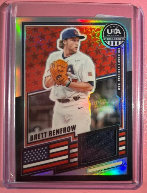 Brett Renfrow Jersey Patch Relic 2026 USA Stars & Stripes #USA-EJ Silver Prizm