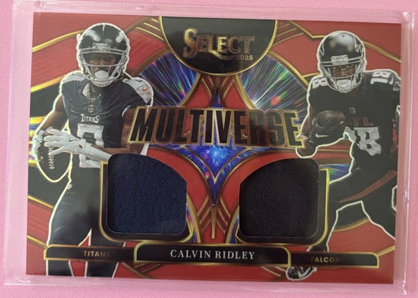 Calvin Ridley 2025 Panini Select Multiverse Jerseys Dual Patch Red SP #MVJ-CRY