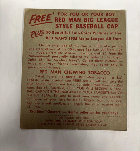 1955 Red Man w/Tab Pete Runnels Senators EX Washington Senators