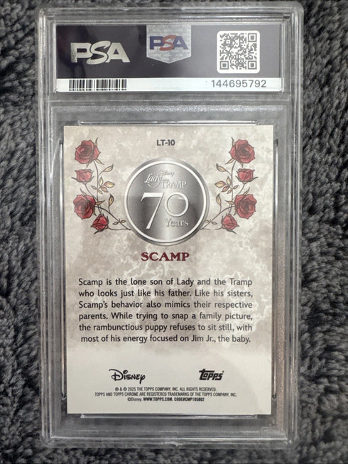 2025 Topps Chrome Disney SCAMP /70 70th Anniversary SCAMP #10 PSA 10