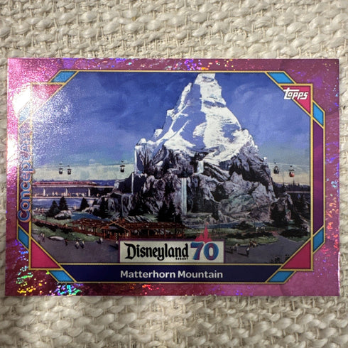 2025 Topps Disneyland 70th Pink Glitter Foil Insert Matterhorn Mountain #136