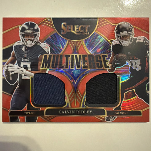 2025 Panini Select Calvin Ridley RED Prizm Multiverse 2 Patch Titans Falcons