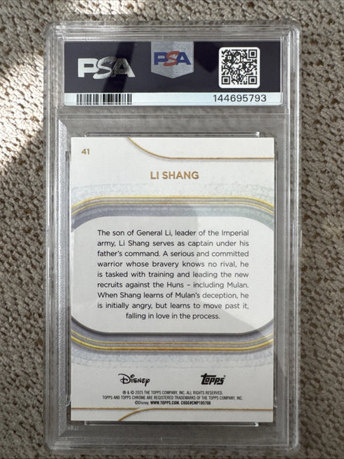 2025 Topps Chrome Disney Li Shang #41 Gold Wave Refractor /50. PSA 9