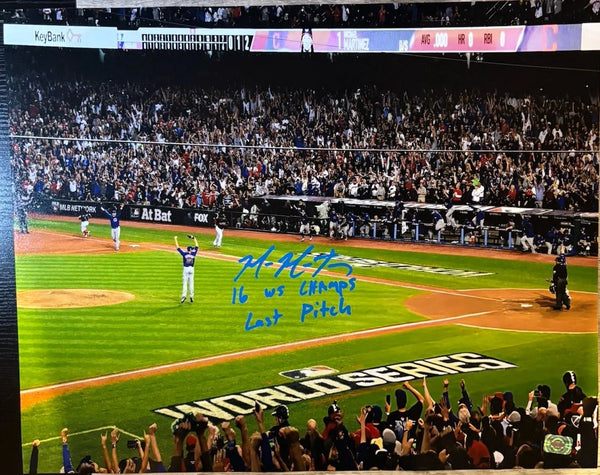 Mike Montgomery Signed Cubs 2016 WS Last Play 16x20 Photo Last Pitch Wilder COA
