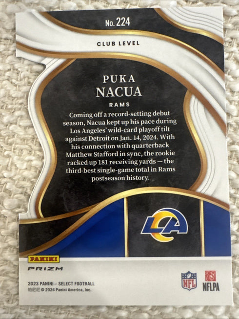 2023 Select Club Level Puka Nacua Rookie Red Yellow Prizm Die Cut 224 MINT