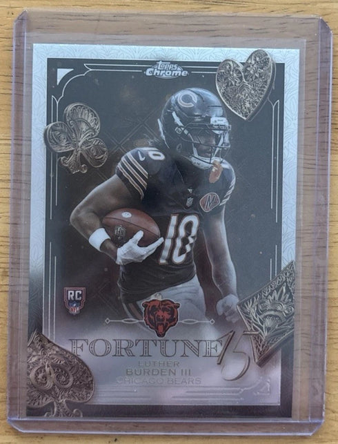 2025 Topps Chrome Football #F15-28 Luther Burden III RC Fortune 15 Chicago Bears