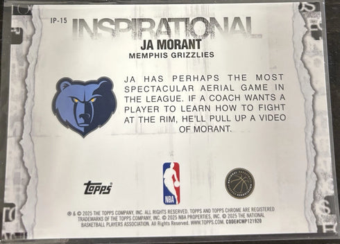2025 topps chrome ja morant inspirational /399 Grizzlies