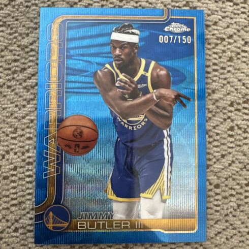 2025-26 Topps Chrome Jimmy Butler III Blue Wave Refractor #/150 Warriors
