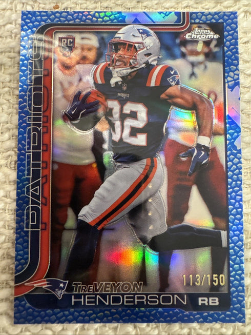 2025 Topps Chrome - TreVeyon Henderson #328 Leather Blue Refractor /150 (RC)