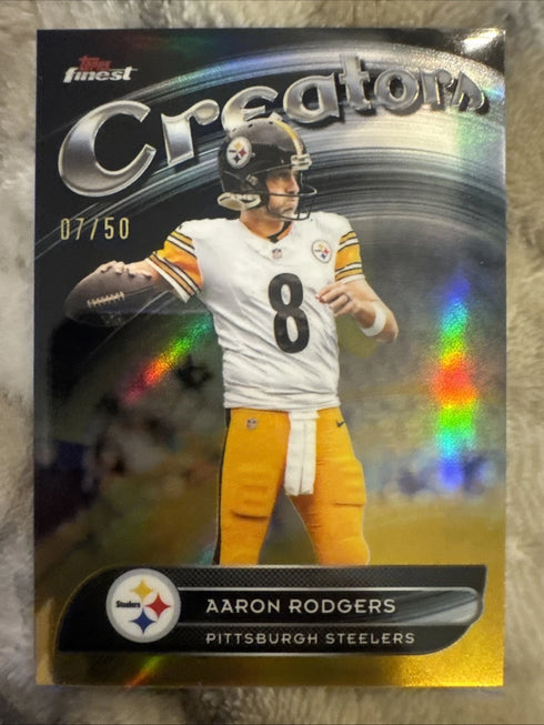 2025 Topps Finest AARON RODGERS Gold Refractor /50 CREATORS #CR-25 Steelers MINT