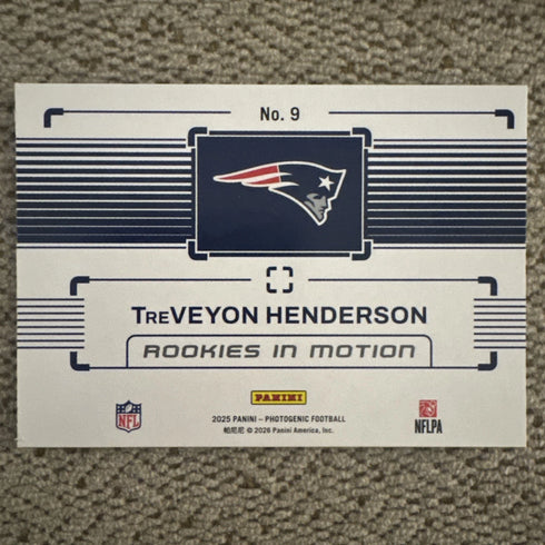 2025 Photogenic Football Rookies In Motion #9 TreVeyon Henderson RC