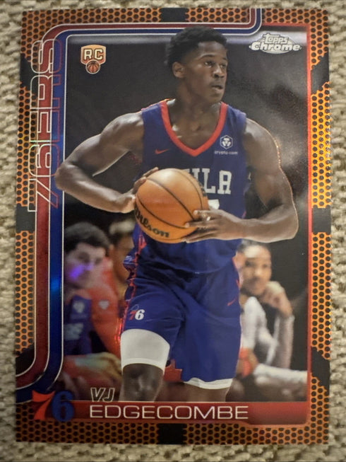 Topps Chrome 2025-26 VJ Edgecombe Rookie #253 Orange basketball print parallel