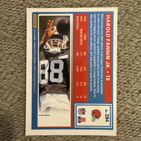 Panini 2025 Donruss Optic Prizm Rated Rookie Harold Fannin Jr. Purple Shock #284