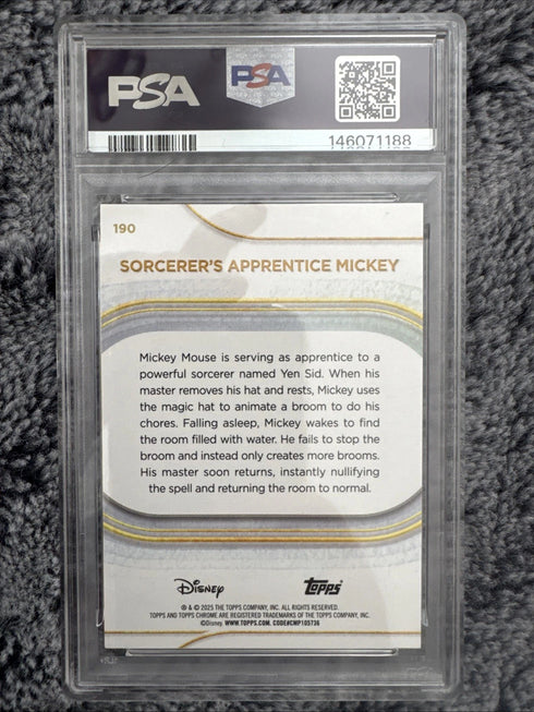 2025 TOPPS CHROME DISNEY #190 SORCERER'S APPRENTICE MICKEY PSA 9