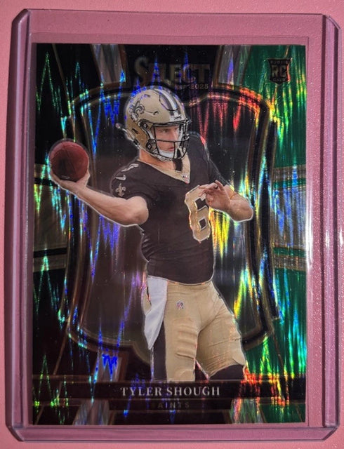 2025 Panini Select - Premier Level Tyler Shough #141 Black & Green Shock Prizm