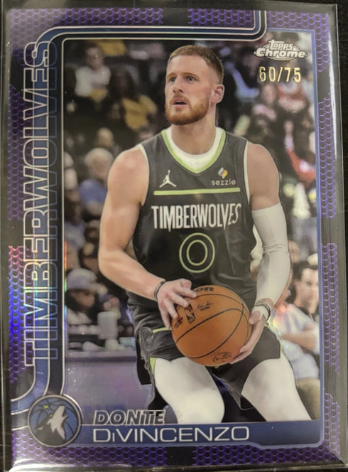 2025 Topps Chrome Donte Divincenzo Purple Basketball /75 Timberwolves