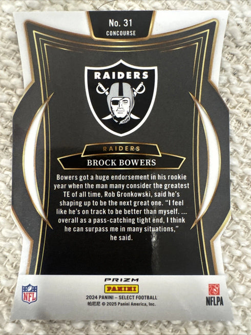 2024 Panini Select - Concourse Brock Bowers #31 Silver Prizm Die-Cut (RC)
