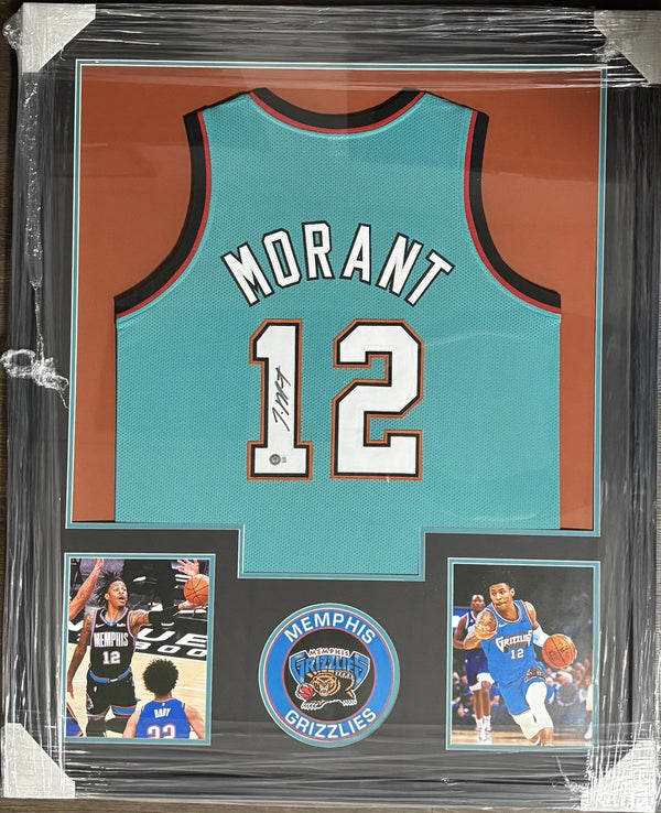 Memphis Grizzlies Ja Morant Custom Framed Signed Jersey Beckett Coa