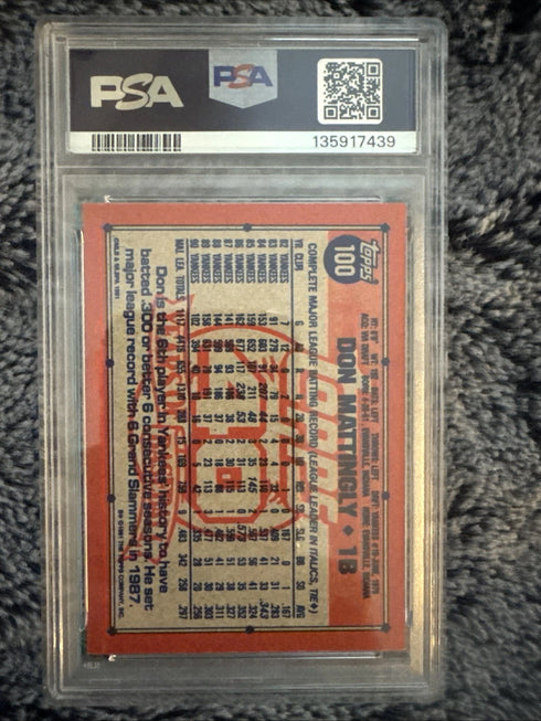 1991 Topps - Don Mattingly #100 10 Hits In 1990 Bold 40th Anniversary PSA 8