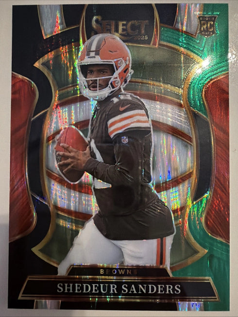 2025 Panini Select #54 Shedeur Sanders Green and Yellow Prizm Shock