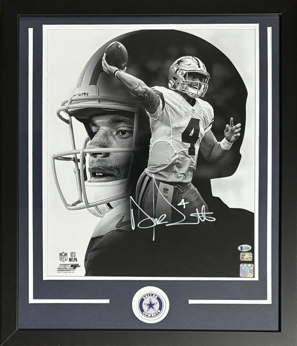 Dallas Cowboys Dak Prescott Signed Framed 16x20 Photo Beckett
