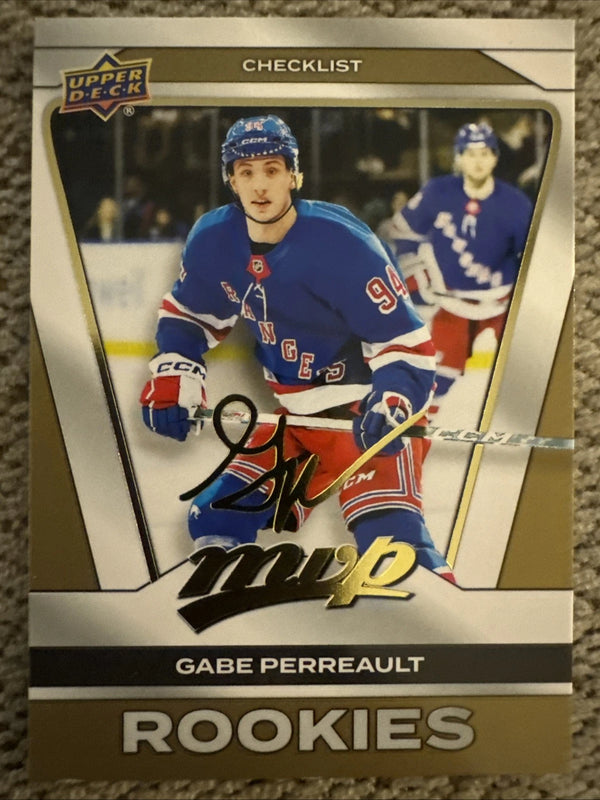 2025-26 Upper Deck MVP Gabe Perreault ROOKIES Checklist Gold Script Rangers #250