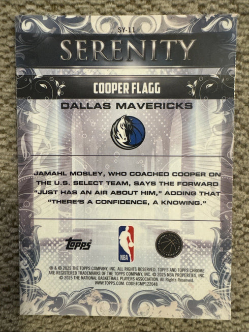 Topps 2025-26 Chrome Cooper Flagg Dallas Mavericks Serenity Insert SY-11