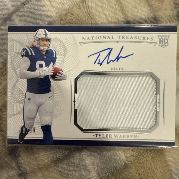 2025 Panini National Treasures Tyler Warren Rookie Patch Auto /99 Colts