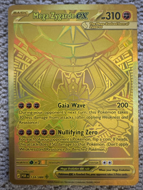 Pokémon Mega Zygarde EX Gold Secret Rare Full Art 124/088 NM PACK FRESH
