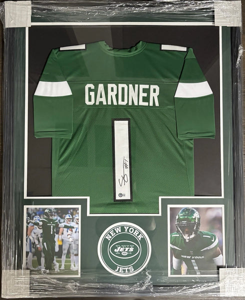 NY Jets Sauce Gardner Signed Auto Custom Framed Jersey Beckett COA