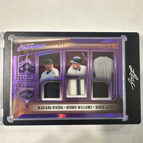 Leaf City of Champions Jeter Rivera Bernie Williams Triple Relic /3 Yankees