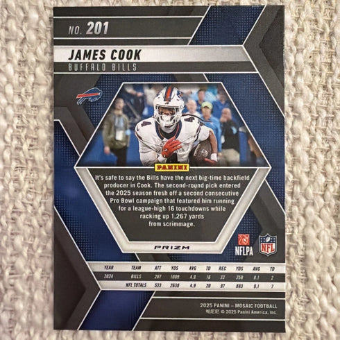 2025 Panini Mosaic - James Cook #201 Green Mosaic Prizm Buffalo Bills