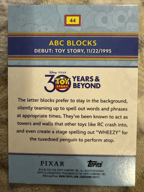 Topps Toy Story 30 Years & Beyond ABC Blocks #44 Aqua Refractor /199