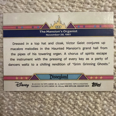 The Mansion’s Organist 2025 Topps Disneyland 70th #127 Pink Shimmer Concept Art