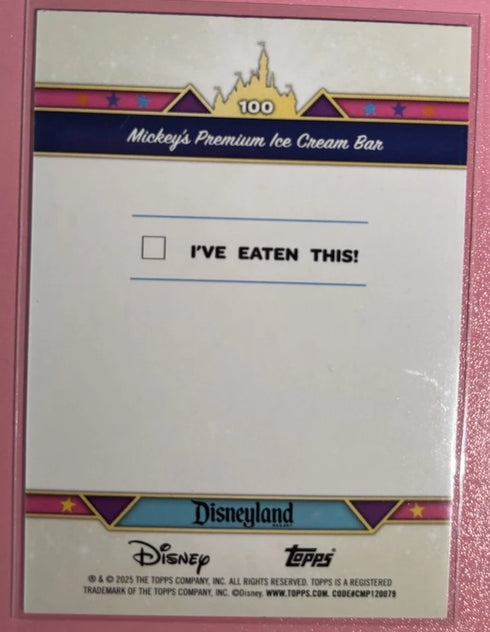 2025 Topps Disneyland 70th #100 Mickey's Premium Ice Cream Bar Pink Shimmer