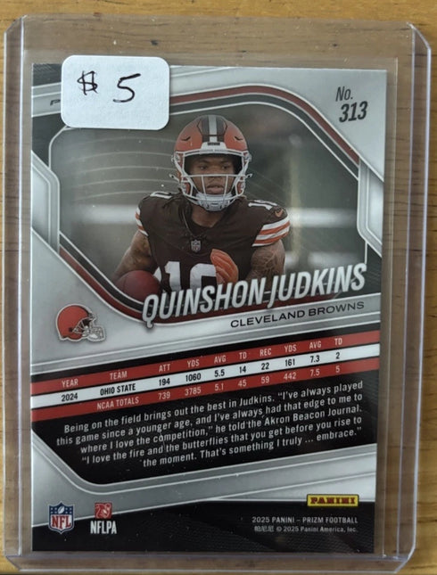 2025 Panini Prizm Browns Quinshon Judkins Rookie Neon Green Pulsar Prizm #313