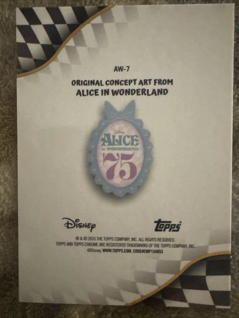 2026 Disney Topps Chrome AW-7 Alice In Wonderland Concept Art