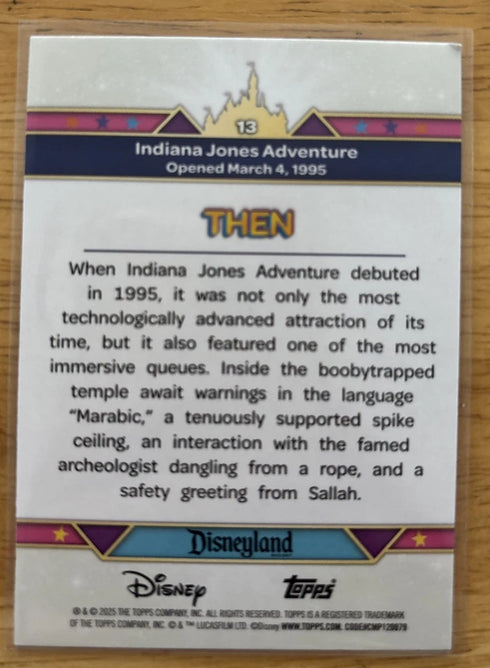 Indiana Jones Adventure 2025 Topps Disneyland 70th Anniversary #13 Then And Now
