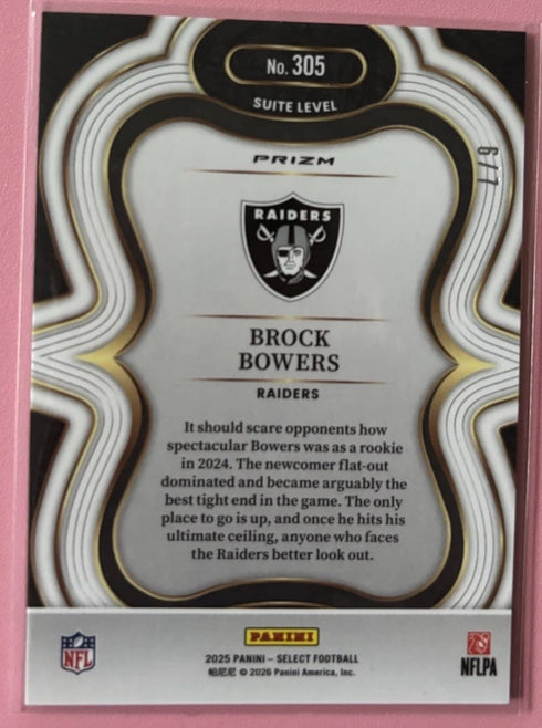 2025 Panini Select Brock Bowers #305 Orange Prizm Suite Level /7