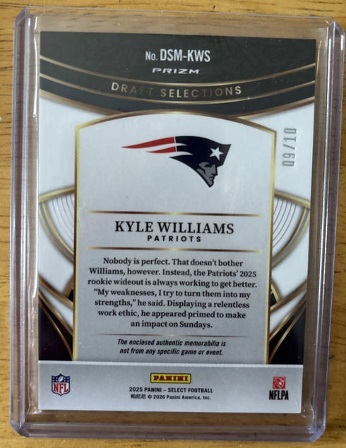 Select 2025 Prizm Draft Selections Rookie Kyle Williams Patch /10
