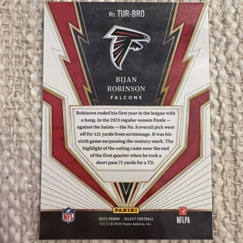 2023 Panini Select - Turbocharged Silver Prizm #TUR-BRO Bijan Robinson (RC)