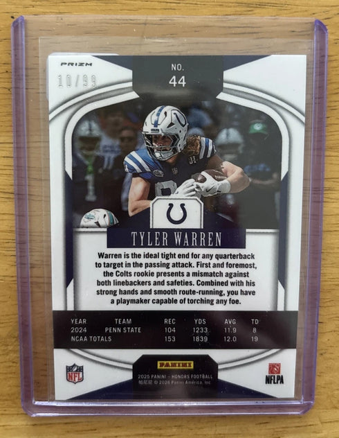 2025 Panini Honors Tyler Warren Rookies RC Rookie #/99 Colts