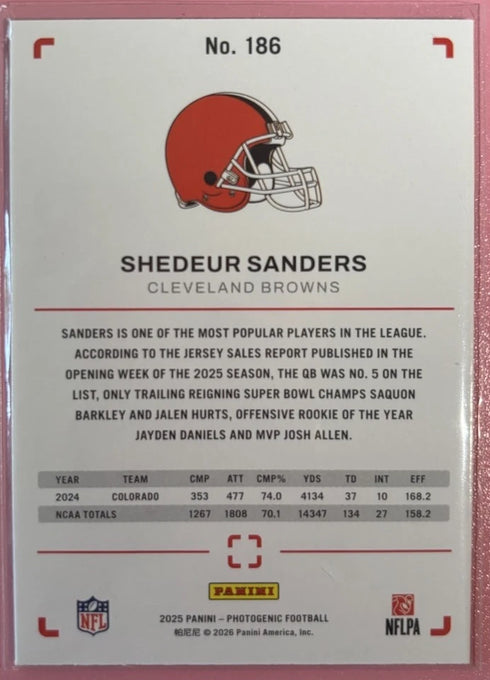 2025 Panini Photogenic - Rookie Shedeur Sanders #186 (RC) Cleveland Browns