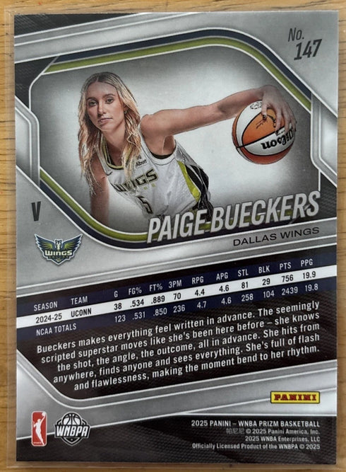 Panini Prizm WNBA Rookie Paige Bueckers Dallas Wings #147 Basketball Card 2025