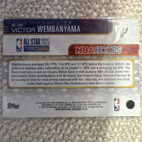Victor Wembanyama 2026 Topps NBA Hoops All-Star Game #289 Refractor Foil Wemby