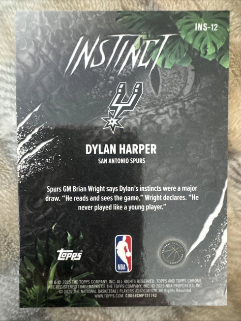 Topps 2025-26 Chrome Instinct Dylan Harper Rookie Insert #INS-12 Spurs NBA